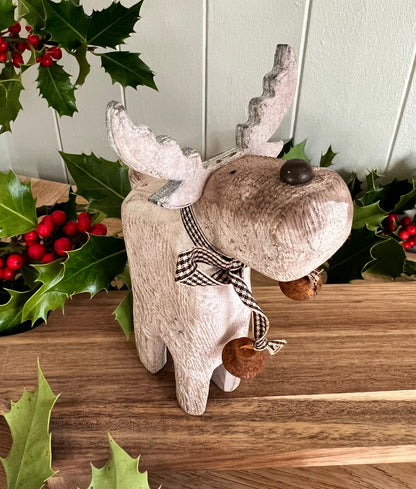 Wooden Reindeer Figure