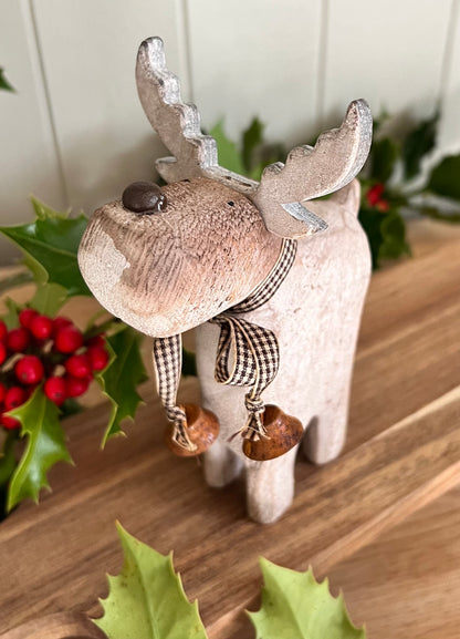 Wooden Reindeer Figure