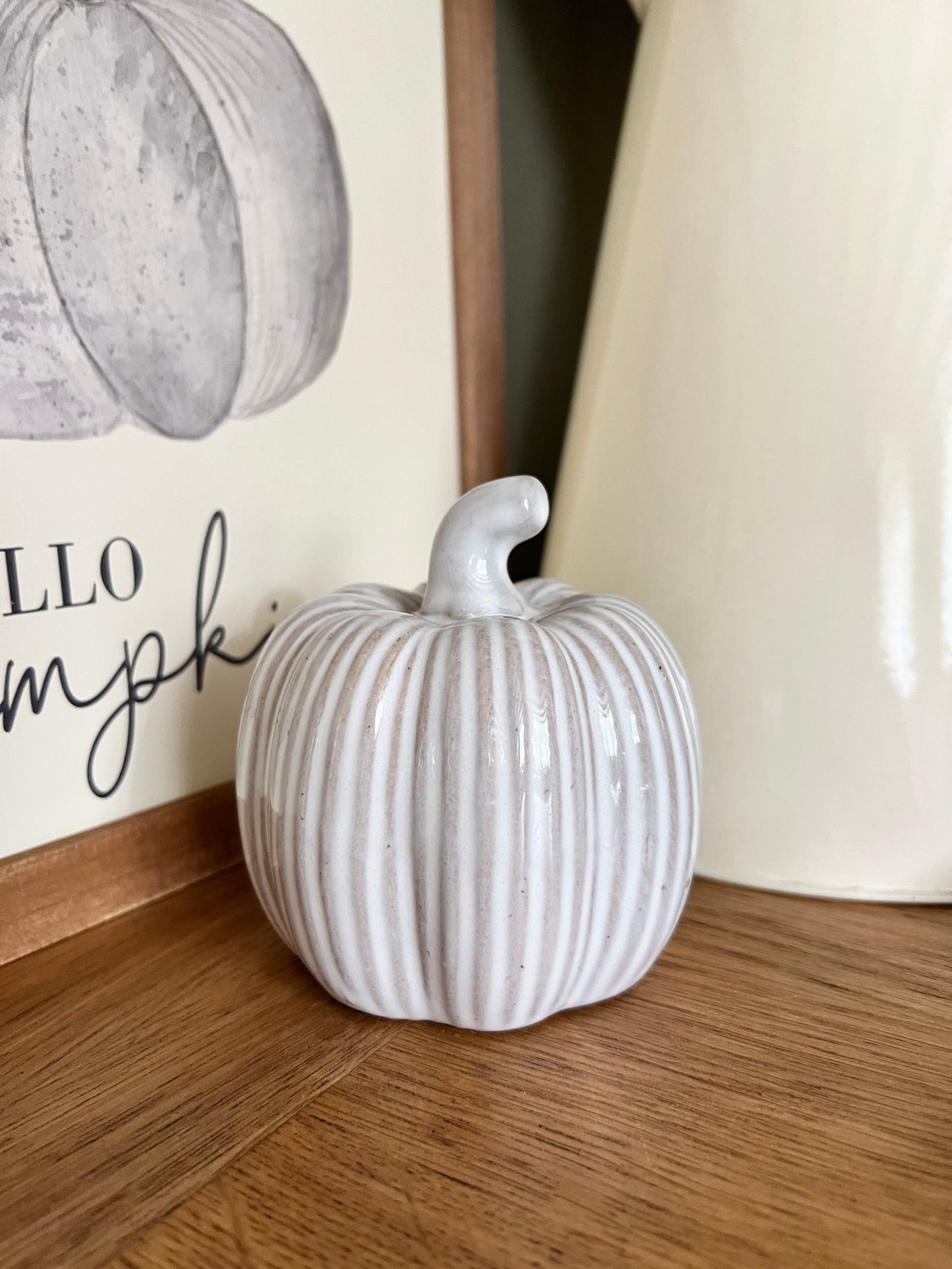 Cream Ceramic Pumpkins (Sold Individually)