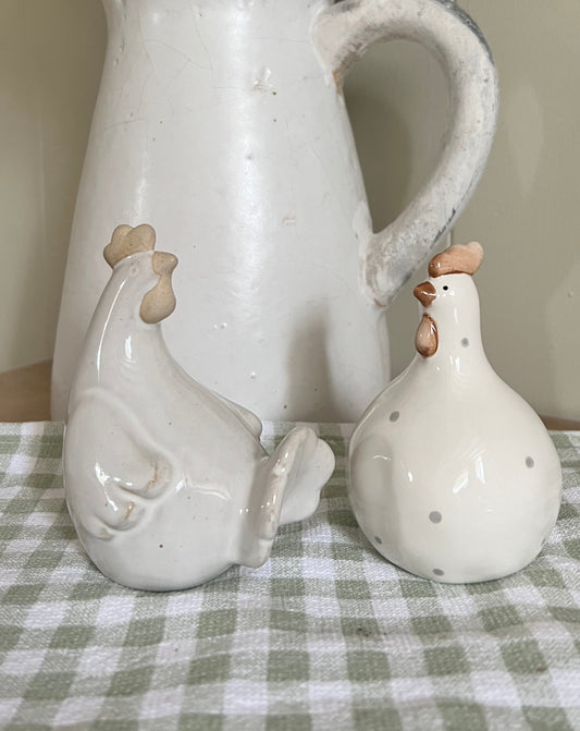 Ceramic Chicken Ornaments (Set of two)