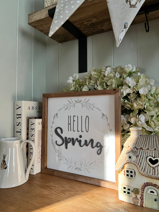 Hello Spring Wooden Sign