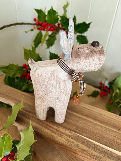 Wooden Reindeer Figure