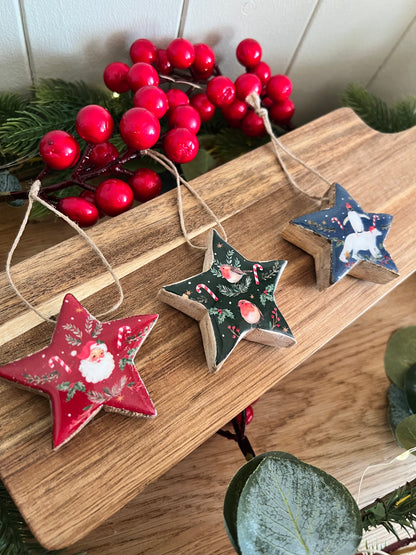 Mango Wood Christmas Hangers (Set of 3)