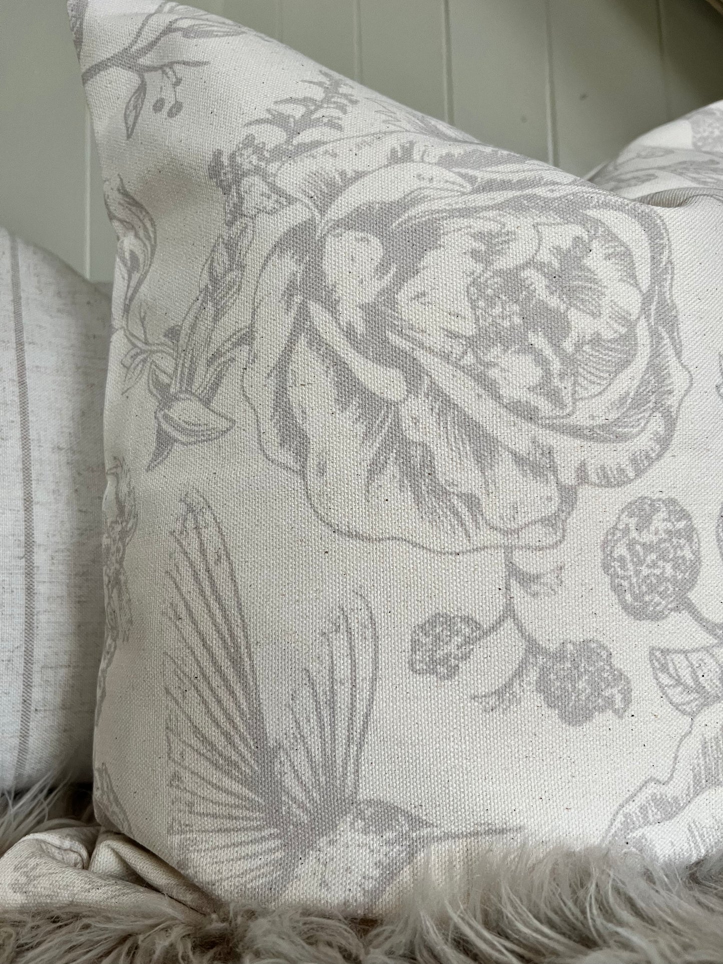 Cotton 45x45cm Grey Bird Print Cushion Cover