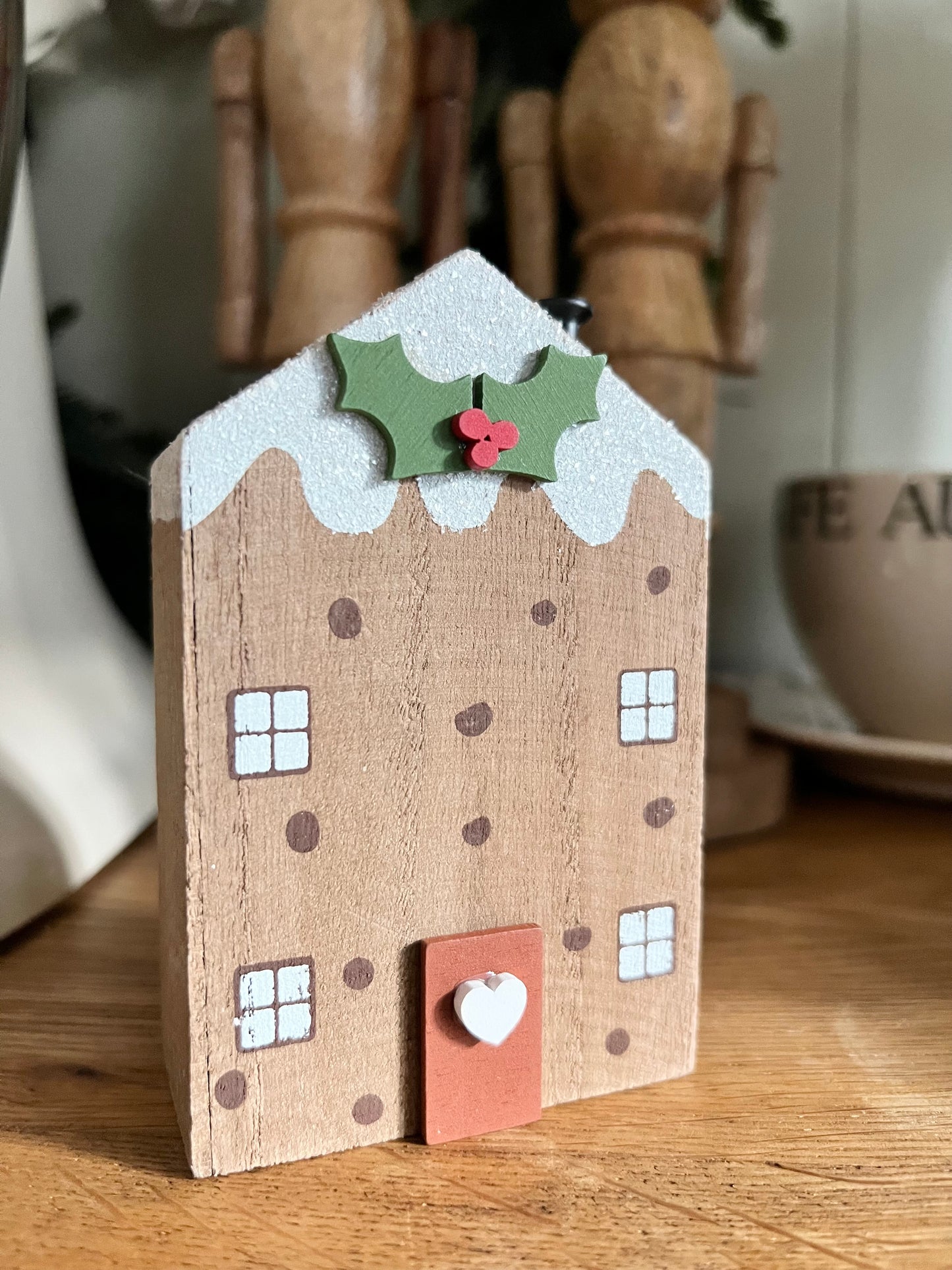 Christmas Pudding Wooden House Block