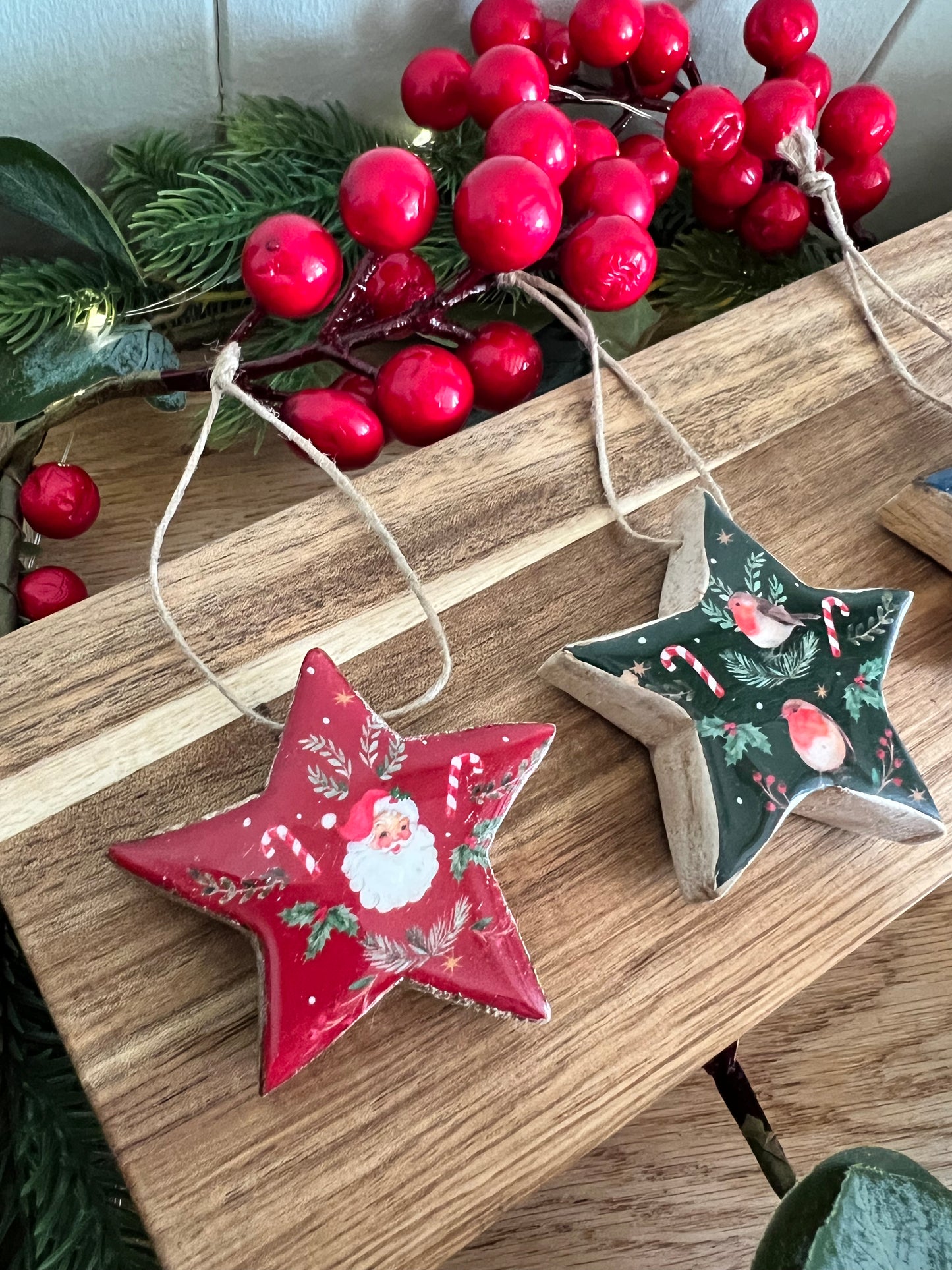 Mango Wood Christmas Hangers (Set of 3)