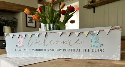 Muddy Boots Welcome Plaque