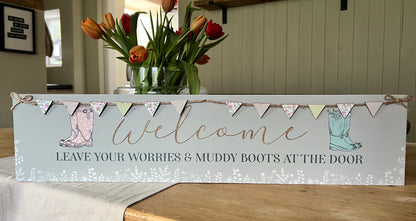 Muddy Boots Welcome Plaque