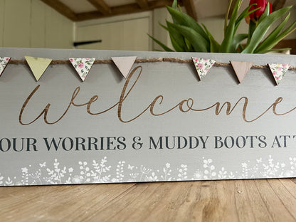 Muddy Boots Welcome Plaque